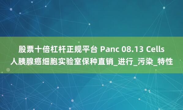 股票十倍杠杆正规平台 Panc 08.13 Cells人胰腺癌细胞实验室保种直销_进行_污染_特性